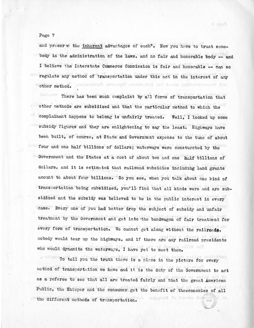 Draft Speech of Senator Harry S. Truman at New York City, New York