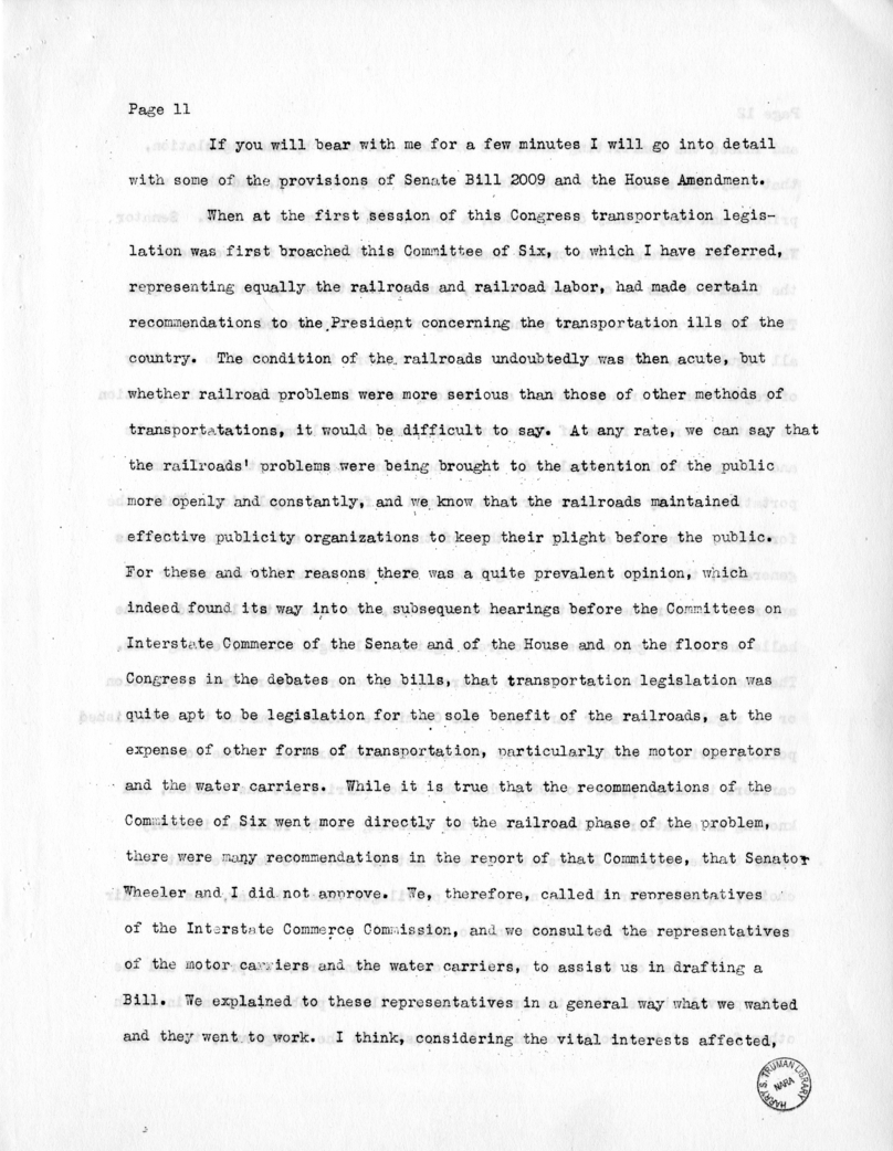 Draft Speech of Senator Harry S. Truman at New York City, New York