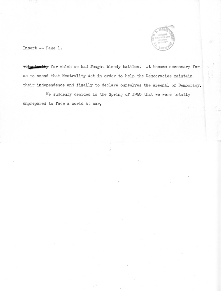 Draft Speech of Senator Harry S. Truman