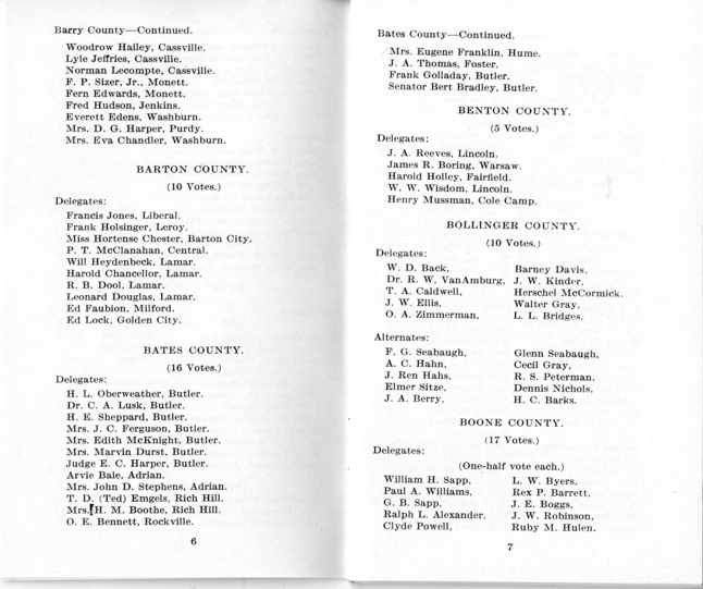 Official Roster, Delegates to the Democratic State Convention, Municipal Auditorium, St. Louis, Missouri