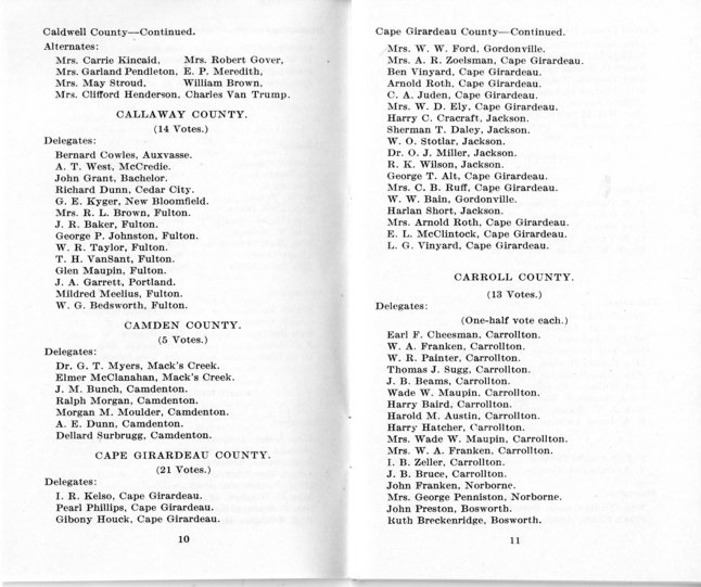 Official Roster, Delegates to the Democratic State Convention, Municipal Auditorium, St. Louis, Missouri