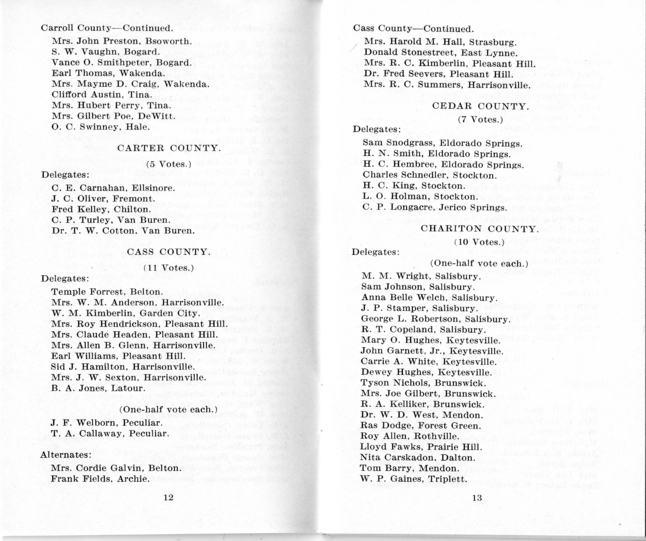 Official Roster, Delegates to the Democratic State Convention, Municipal Auditorium, St. Louis, Missouri