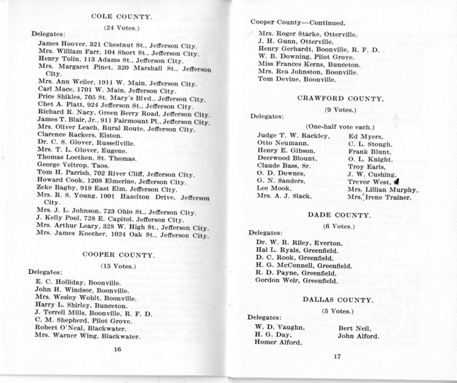 Official Roster, Delegates to the Democratic State Convention, Municipal Auditorium, St. Louis, Missouri