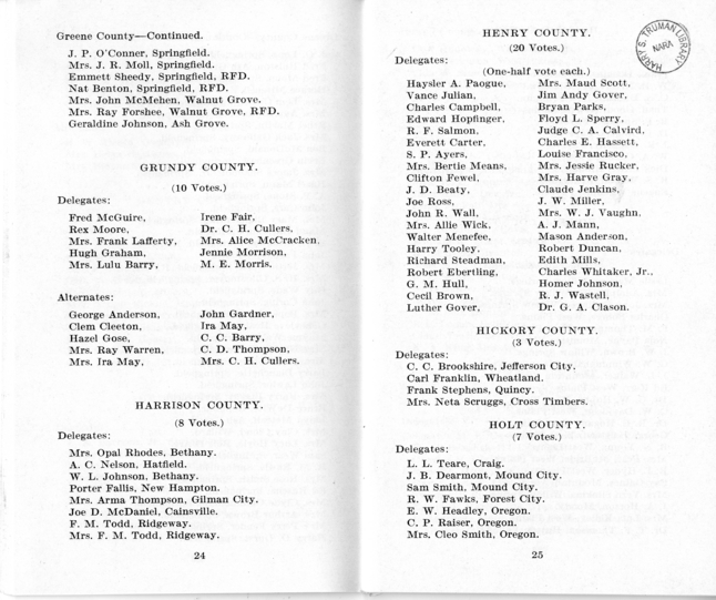 Official Roster, Delegates to the Democratic State Convention, Municipal Auditorium, St. Louis, Missouri