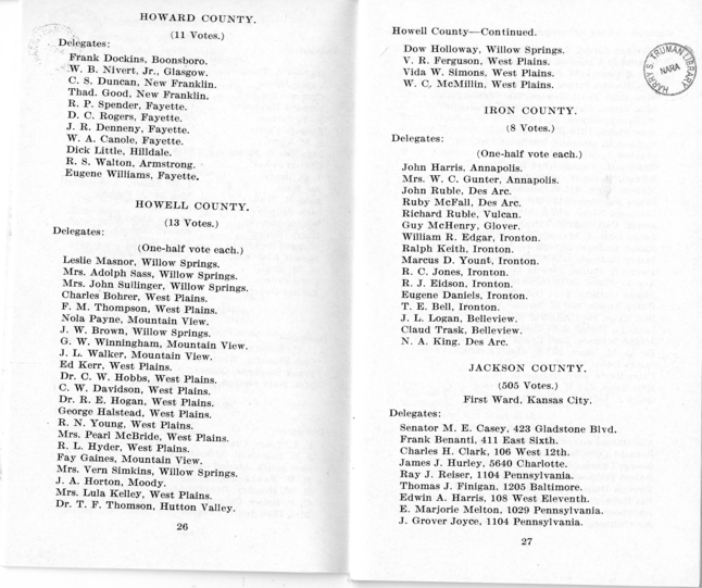 Official Roster, Delegates to the Democratic State Convention, Municipal Auditorium, St. Louis, Missouri