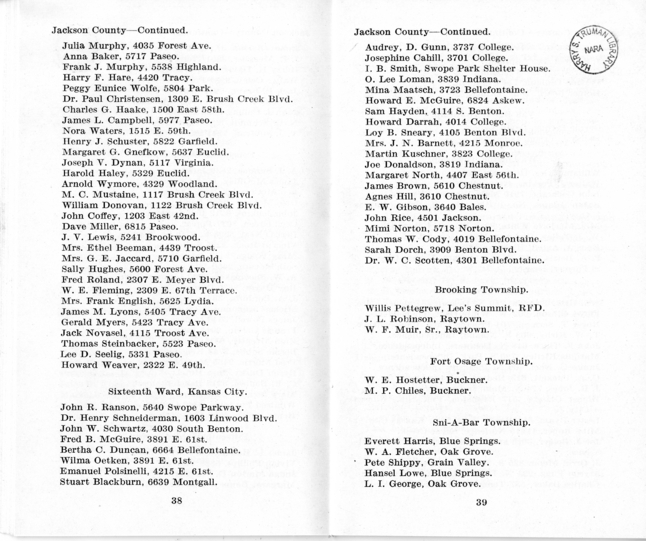 Official Roster, Delegates to the Democratic State Convention, Municipal Auditorium, St. Louis, Missouri