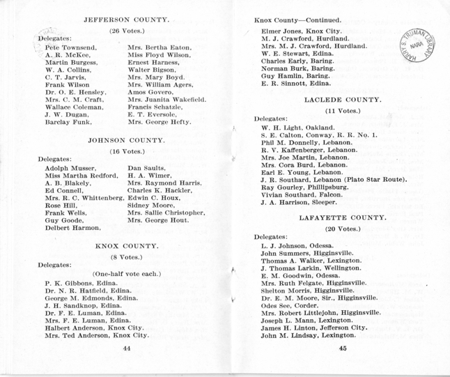 Official Roster, Delegates to the Democratic State Convention, Municipal Auditorium, St. Louis, Missouri