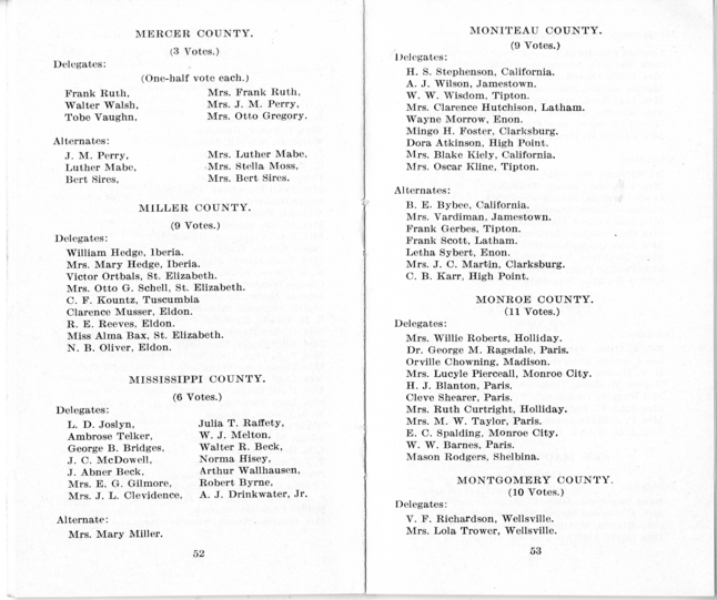 Official Roster, Delegates to the Democratic State Convention, Municipal Auditorium, St. Louis, Missouri