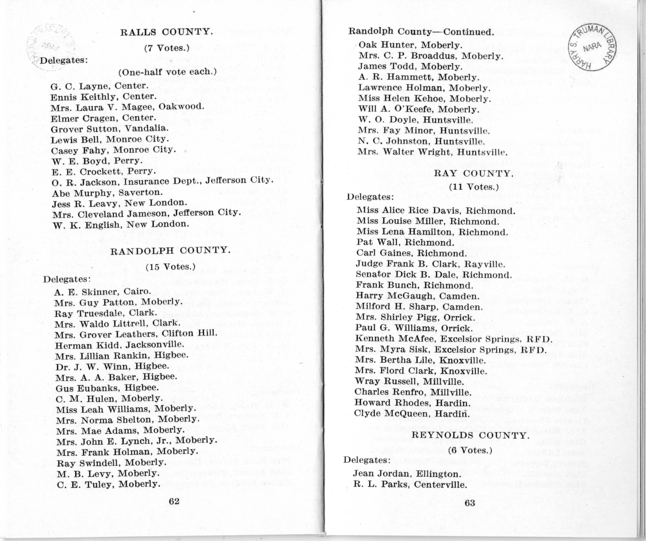 Official Roster, Delegates to the Democratic State Convention, Municipal Auditorium, St. Louis, Missouri