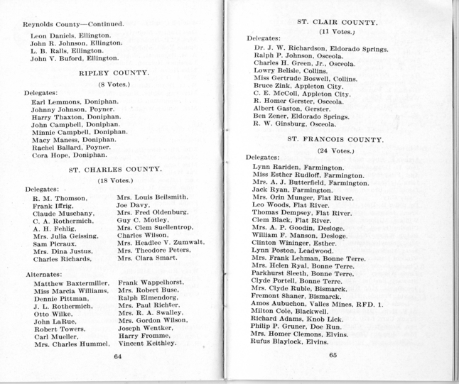 Official Roster, Delegates to the Democratic State Convention, Municipal Auditorium, St. Louis, Missouri