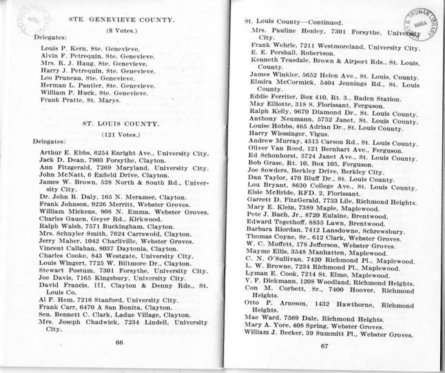 Official Roster, Delegates to the Democratic State Convention, Municipal Auditorium, St. Louis, Missouri