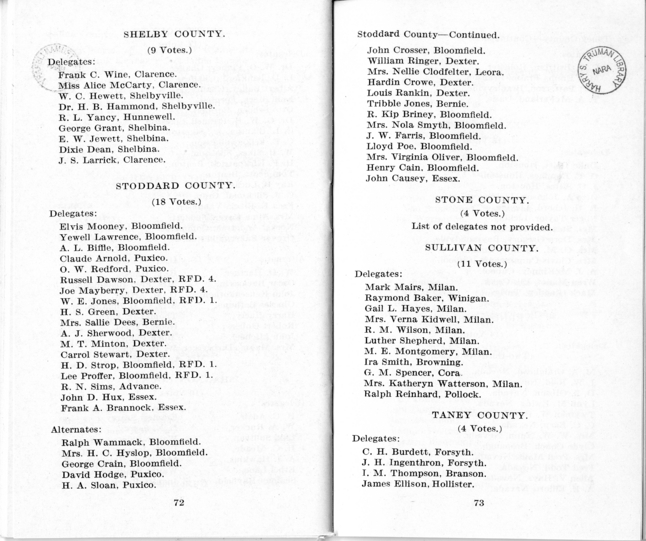 Official Roster, Delegates to the Democratic State Convention, Municipal Auditorium, St. Louis, Missouri