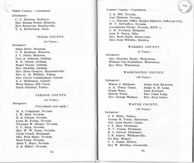 Official Roster, Delegates to the Democratic State Convention, Municipal Auditorium, St. Louis, Missouri