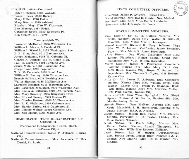 Official Roster, Delegates to the Democratic State Convention, Municipal Auditorium, St. Louis, Missouri