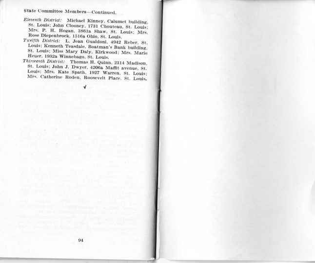 Official Roster, Delegates to the Democratic State Convention, Municipal Auditorium, St. Louis, Missouri