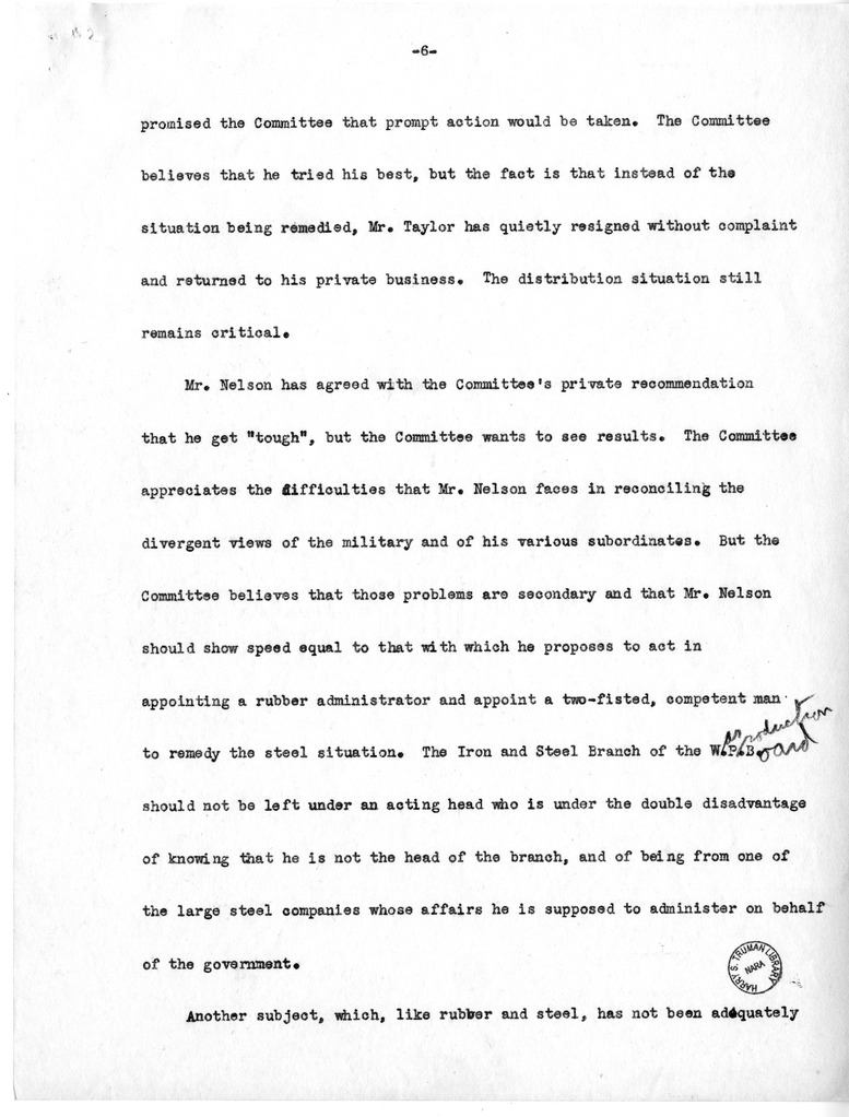 Speech of Senator Harry S. Truman