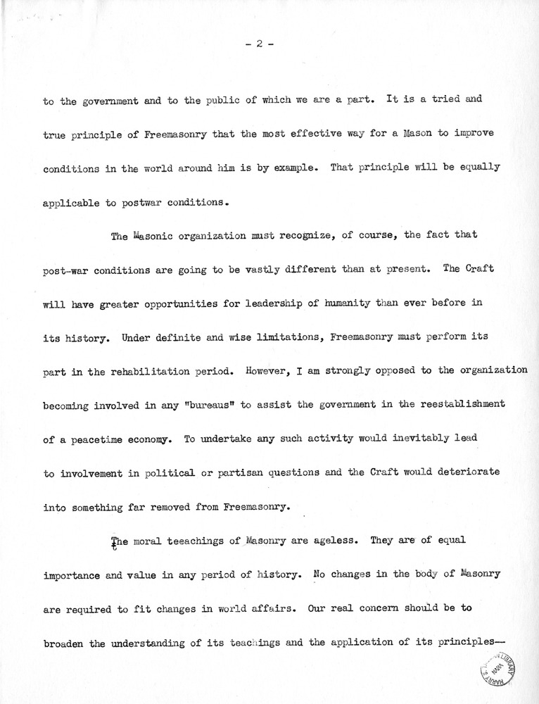 Fragment of Speech of Senator Harry S. Truman