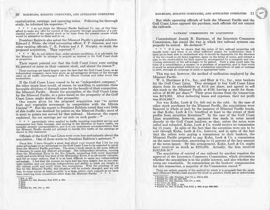 Additional Report of the Committee on Interstate Commerce - Missouri Pacific System: Reorganization, Expansion, and Financing, 1915-1930