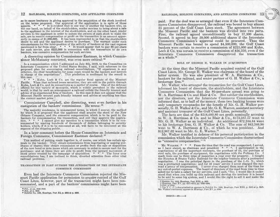 Additional Report of the Committee on Interstate Commerce - Missouri Pacific System: Reorganization, Expansion, and Financing, 1915-1930