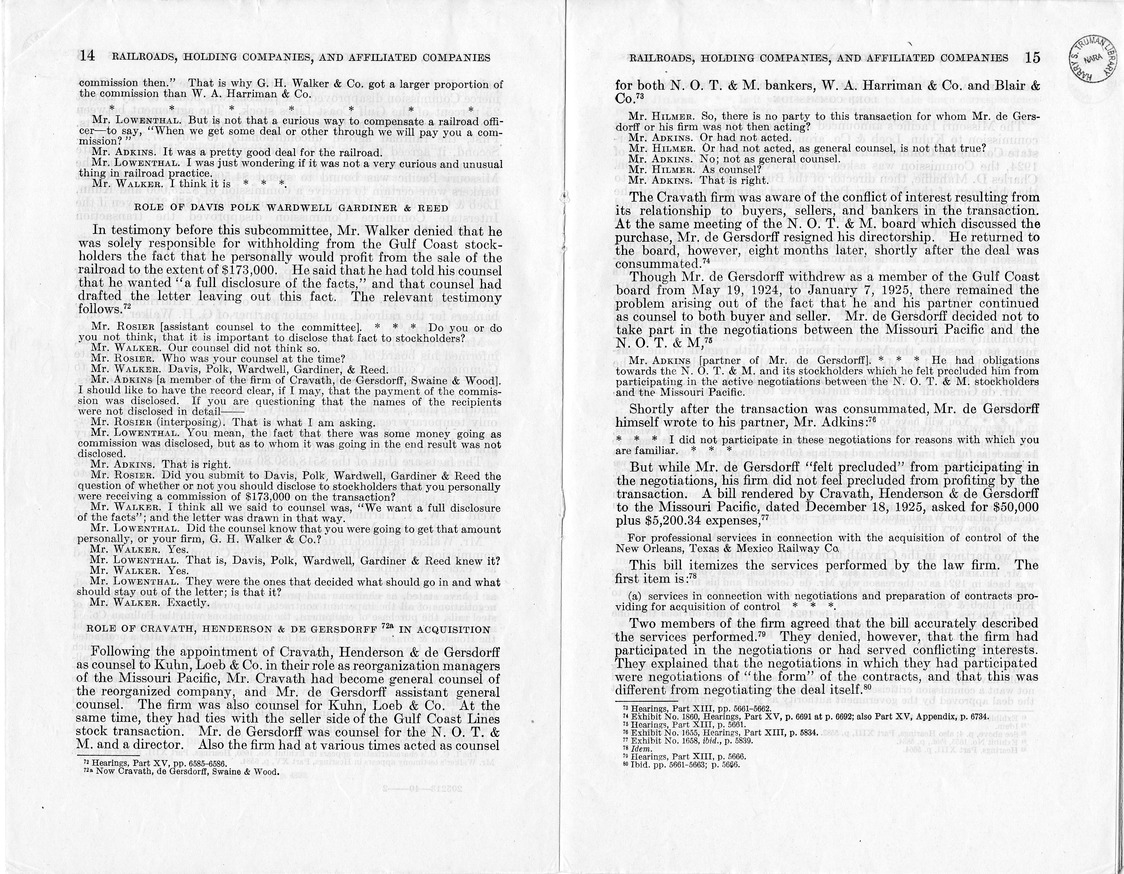 Additional Report of the Committee on Interstate Commerce - Missouri Pacific System: Reorganization, Expansion, and Financing, 1915-1930