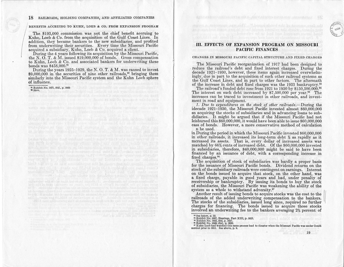 Additional Report of the Committee on Interstate Commerce - Missouri Pacific System: Reorganization, Expansion, and Financing, 1915-1930