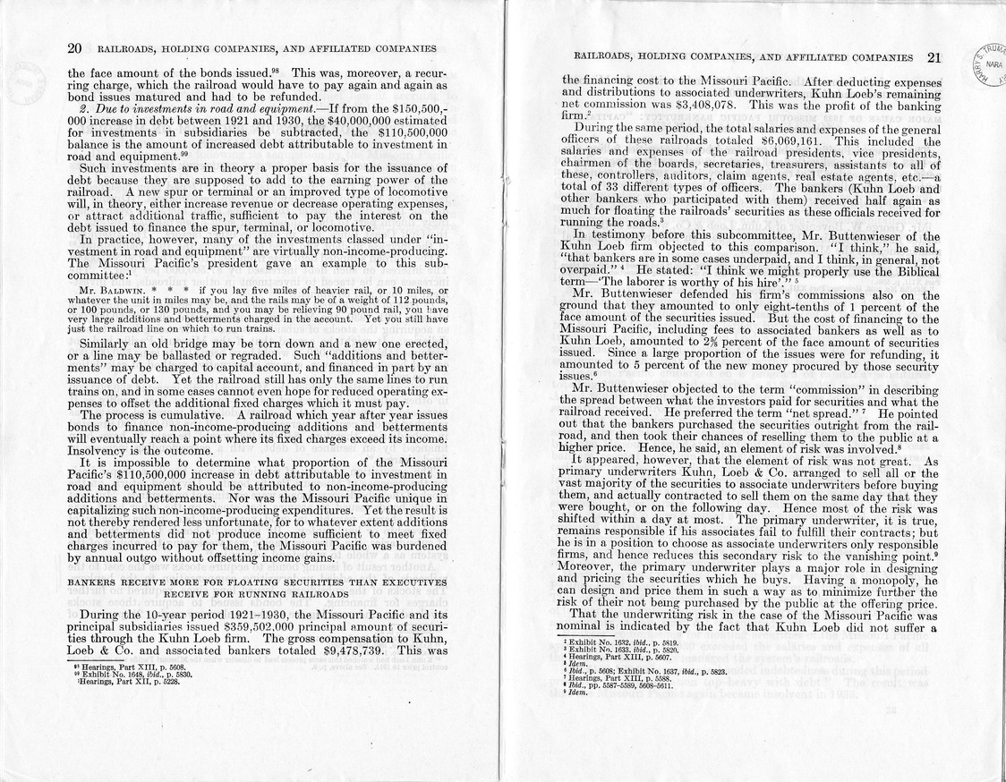 Additional Report of the Committee on Interstate Commerce - Missouri Pacific System: Reorganization, Expansion, and Financing, 1915-1930