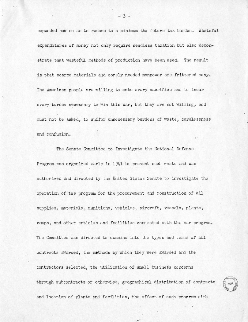 Speech of Senator Harry S. Truman Before the Massachusetts Federation of Taxpayers Associations at Boston, Massachusetts