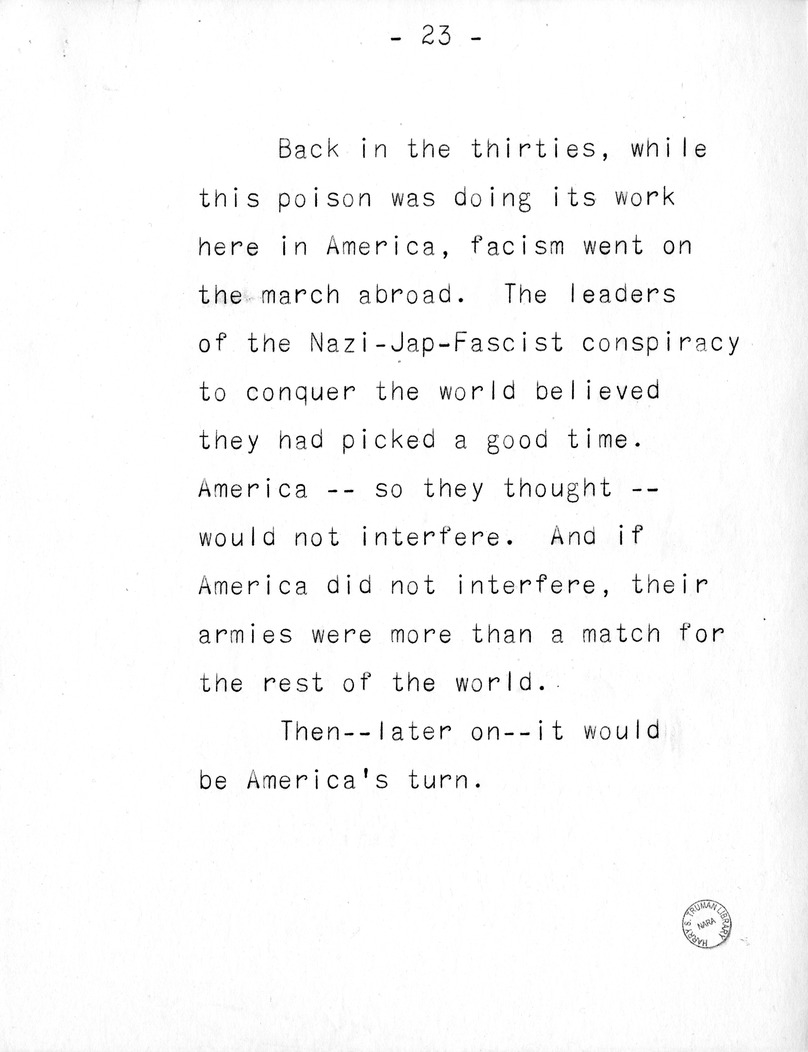 Campaign Speech of Vice Presidential Candidate Harry S. Truman