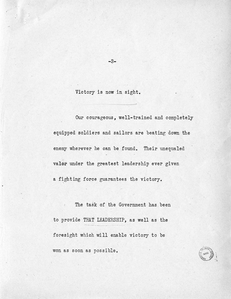 Reading Copy of Acceptance Speech of Vice Presidential Candidate  Harry S. Truman