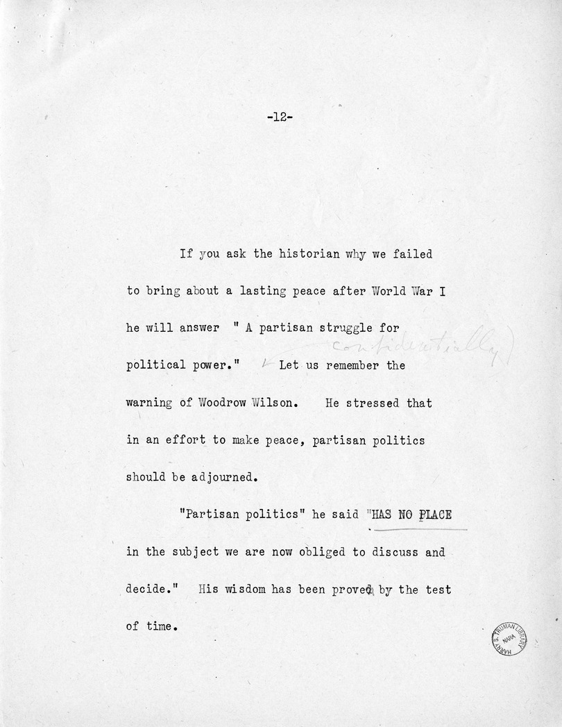 Reading Copy of Acceptance Speech of Vice Presidential Candidate  Harry S. Truman