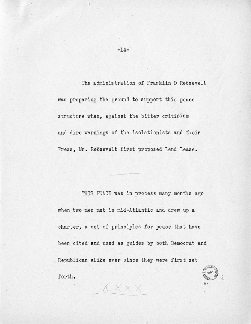 Reading Copy of Acceptance Speech of Vice Presidential Candidate  Harry S. Truman