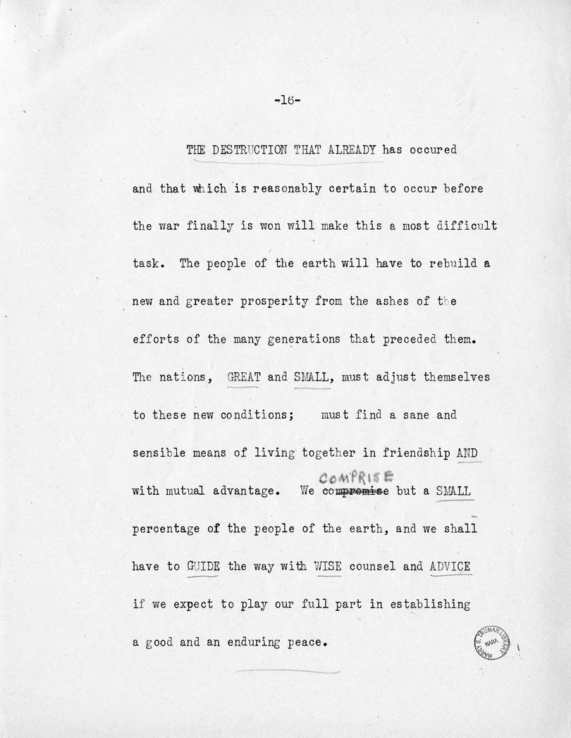 Reading Copy of Acceptance Speech of Vice Presidential Candidate  Harry S. Truman