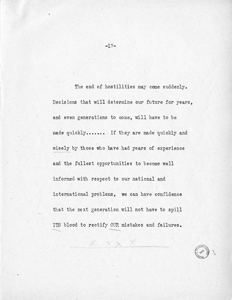 Reading Copy of Acceptance Speech of Vice Presidential Candidate  Harry S. Truman