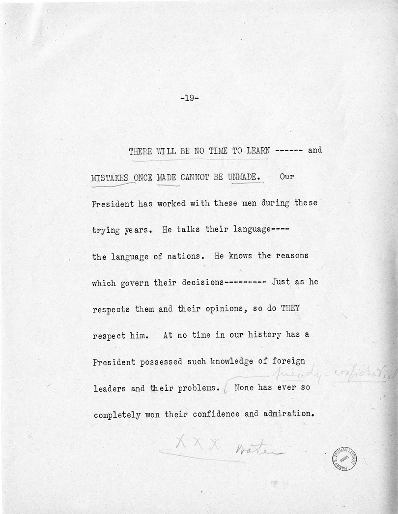 Reading Copy of Acceptance Speech of Vice Presidential Candidate  Harry S. Truman