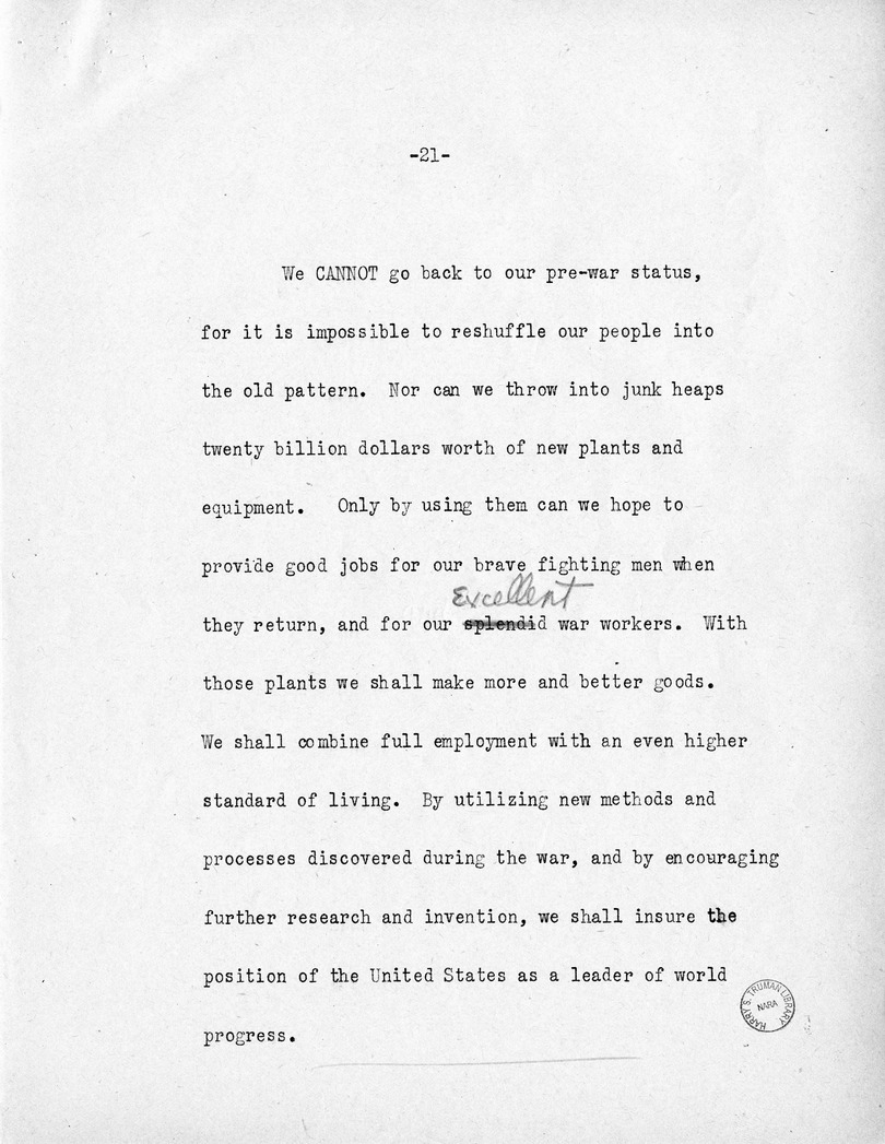 Reading Copy of Acceptance Speech of Vice Presidential Candidate  Harry S. Truman