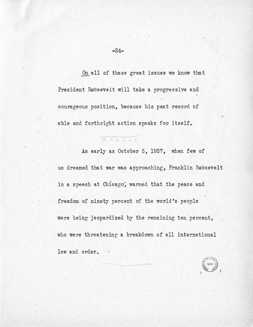 Reading Copy of Acceptance Speech of Vice Presidential Candidate  Harry S. Truman