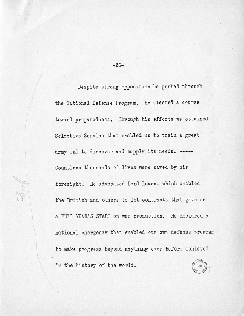 Reading Copy of Acceptance Speech of Vice Presidential Candidate  Harry S. Truman