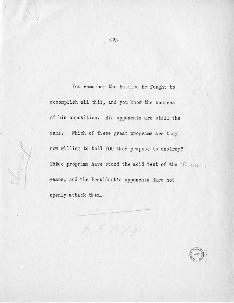 Reading Copy of Acceptance Speech of Vice Presidential Candidate  Harry S. Truman