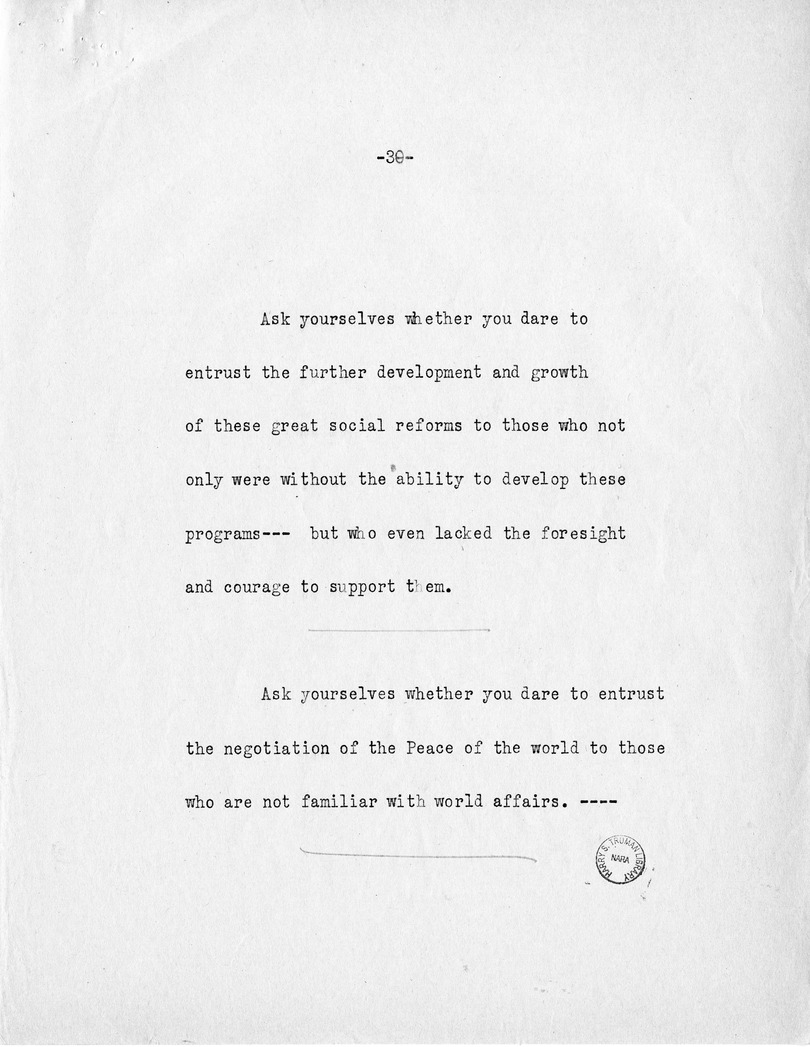 Reading Copy of Acceptance Speech of Vice Presidential Candidate  Harry S. Truman