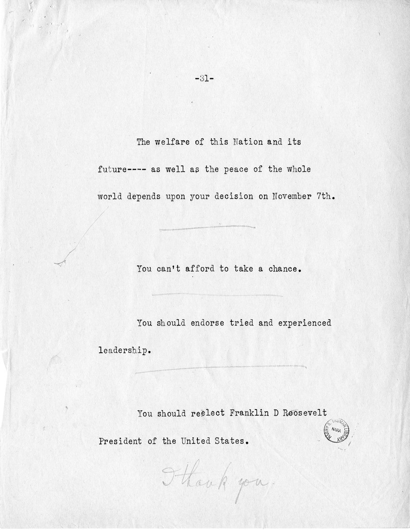 Reading Copy of Acceptance Speech of Vice Presidential Candidate  Harry S. Truman