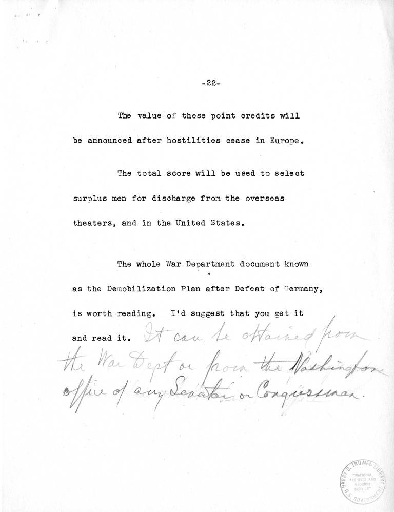 Speech of Senator Harry S. Truman to the American Legion Convention, Chicago, Illinois