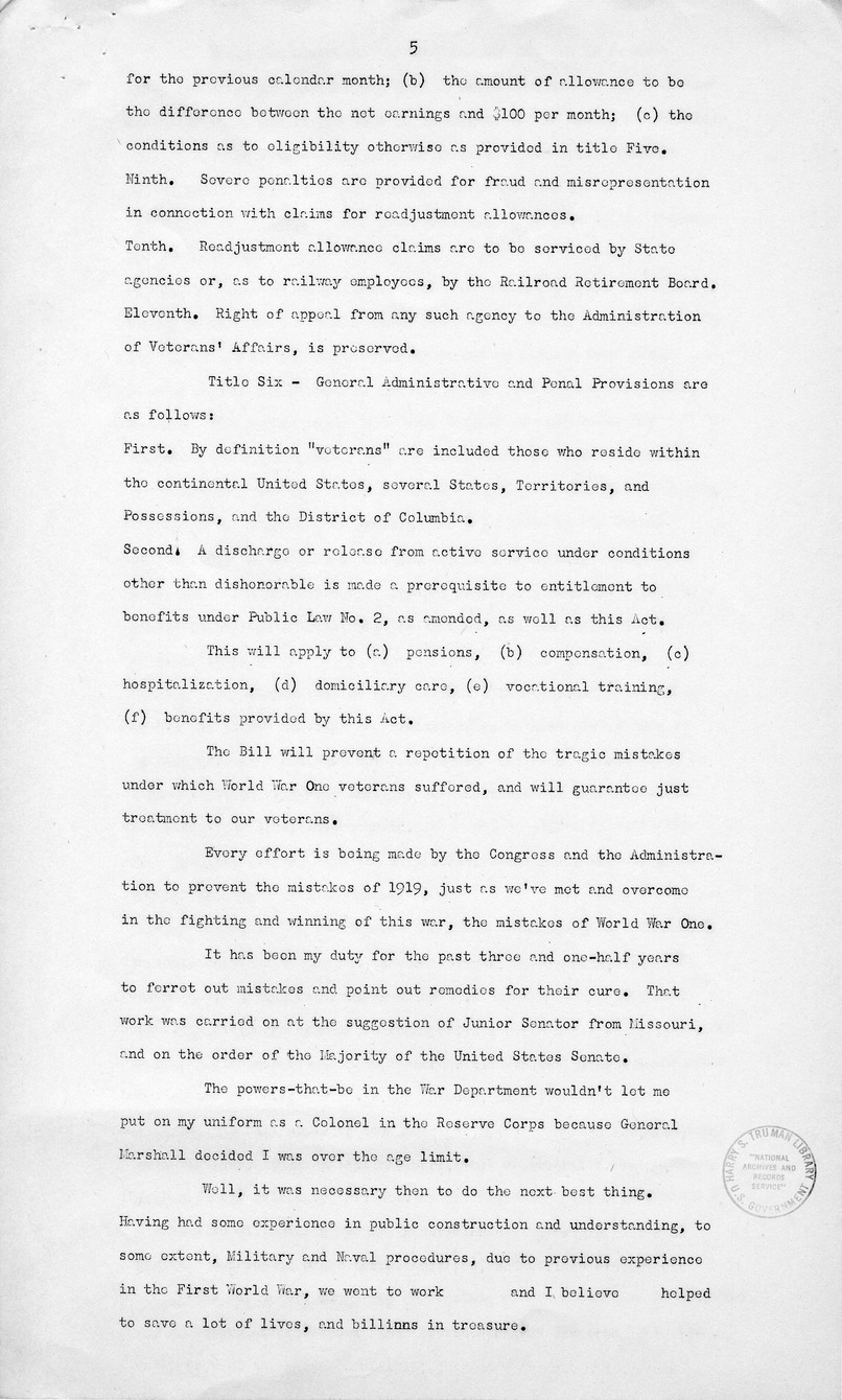 Speech of Senator Harry S. Truman to the American Legion Convention, Chicago, Illinois