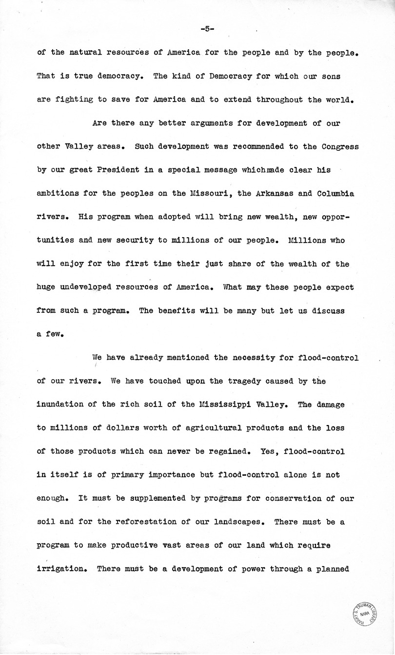 Speech of Senator Harry S. Truman at New Orleans, Louisana