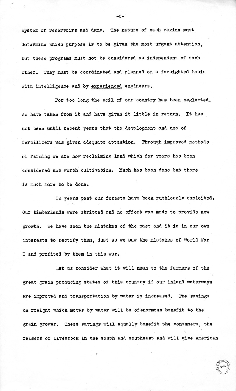 Speech of Senator Harry S. Truman at New Orleans, Louisana