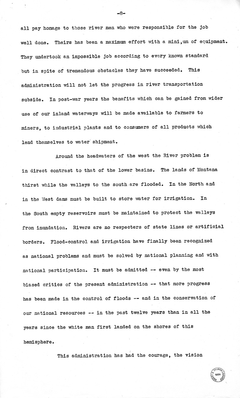 Speech of Senator Harry S. Truman at New Orleans, Louisana