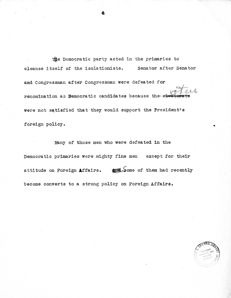 Draft speech of Senator Harry S. Truman, Democratic Candidate for Vice President, at Minneapolis, Minnesota