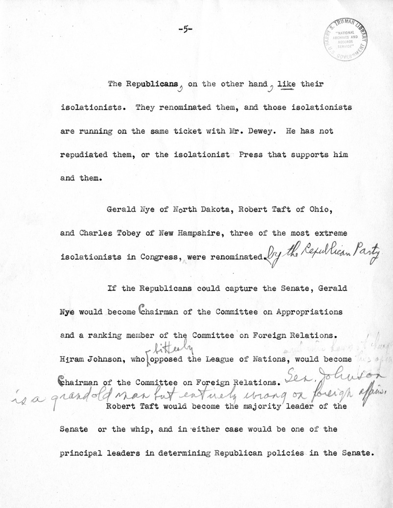 Draft speech of Senator Harry S. Truman, Democratic Candidate for Vice President, at Minneapolis, Minnesota