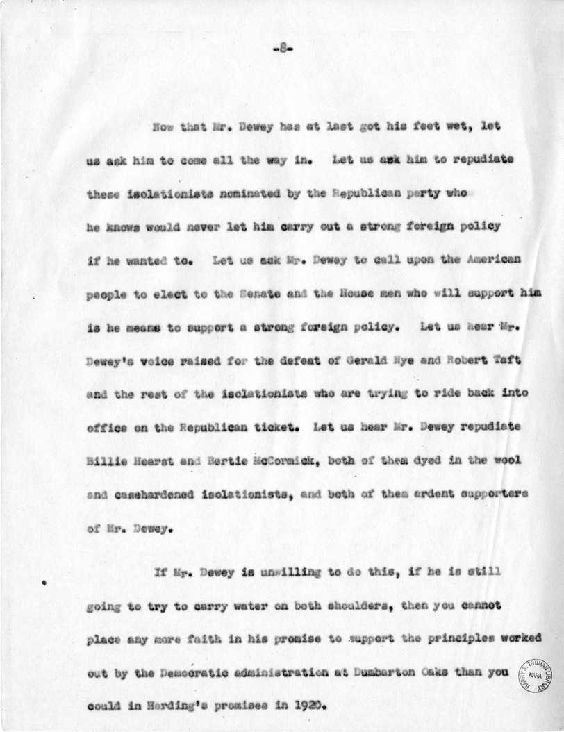 Speech of Senator Harry S. Truman, Democratic Candidate for Vice President, in Minnesota