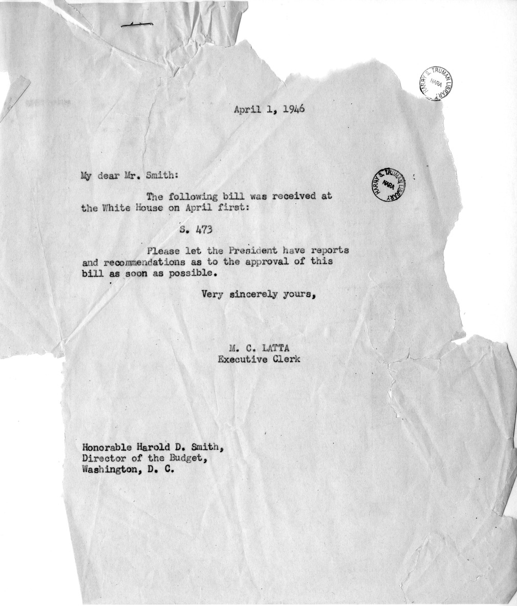 Memorandum from M.C. Latta to Harold D. Smith