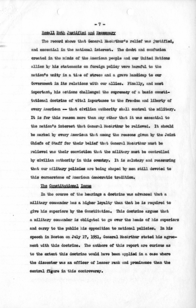 State Department, MacArthur Hearings Report by Fisher, Part 2